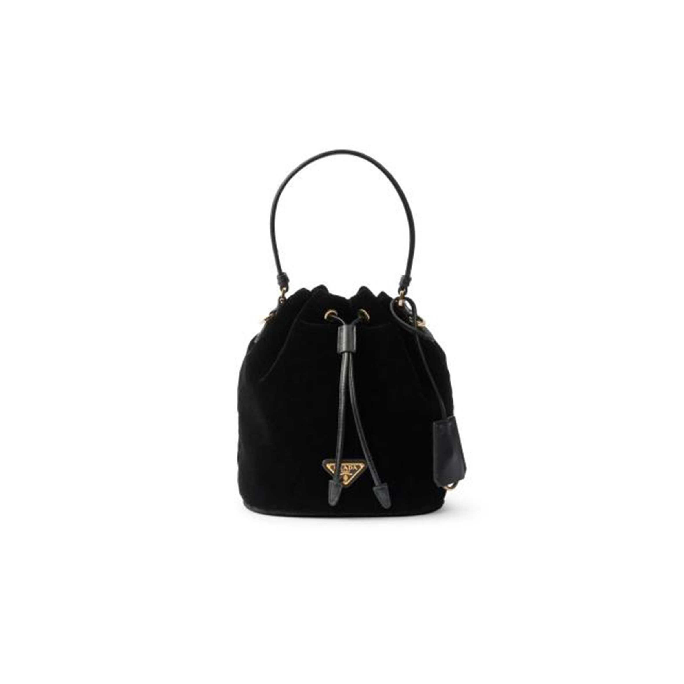 Pra*a black velvet mini-bag with nappa leather 1be067 (19.5*15.5*10cm)